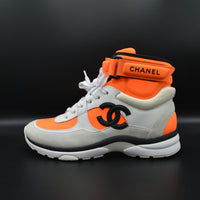 Chanel sneakers montantes blanc/orange/noir - T37