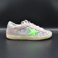 Golden Goose Superstar paillettes argent/vert/gris - T38