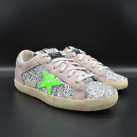 Golden Goose Superstar paillettes argent/vert/gris - T38
