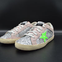 Golden Goose Superstar paillettes argent/vert/gris - T38