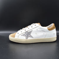Golden Goose Superstar blanc/marron/paillette argent - T37