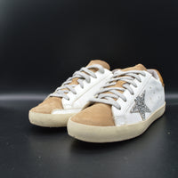 Golden Goose Superstar blanc/marron/paillette argent - T37