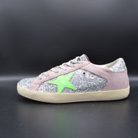 Golden Goose Superstar paillette argent/vert/gris - T39