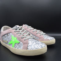 Golden Goose Superstar paillette argent/vert/gris - T39