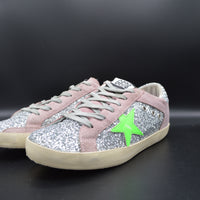 Golden Goose Superstar paillette argent/vert/gris - T39
