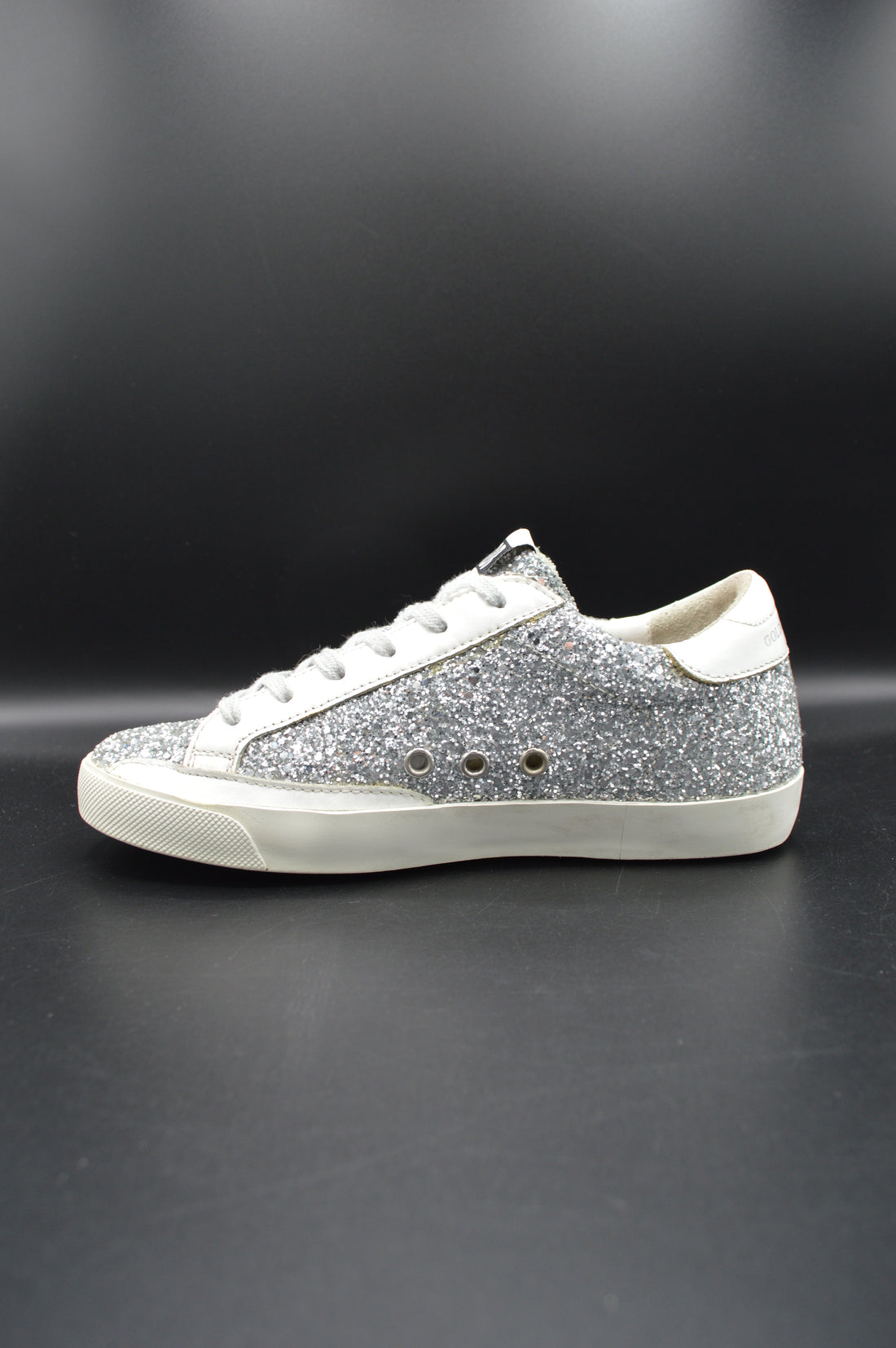 Golden Goose superstar paillette argent/blanc - T36