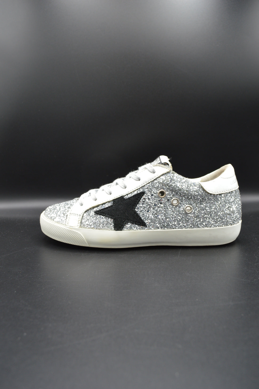 Golden Goose superstar paillette argent/blanc - T36
