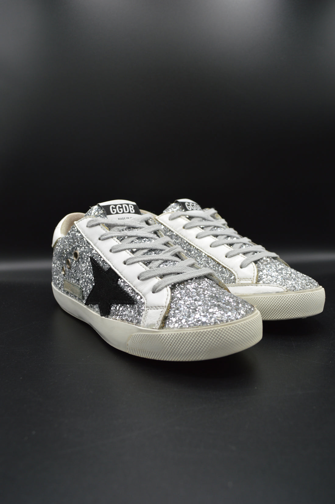 Golden Goose superstar paillette argent/blanc - T36