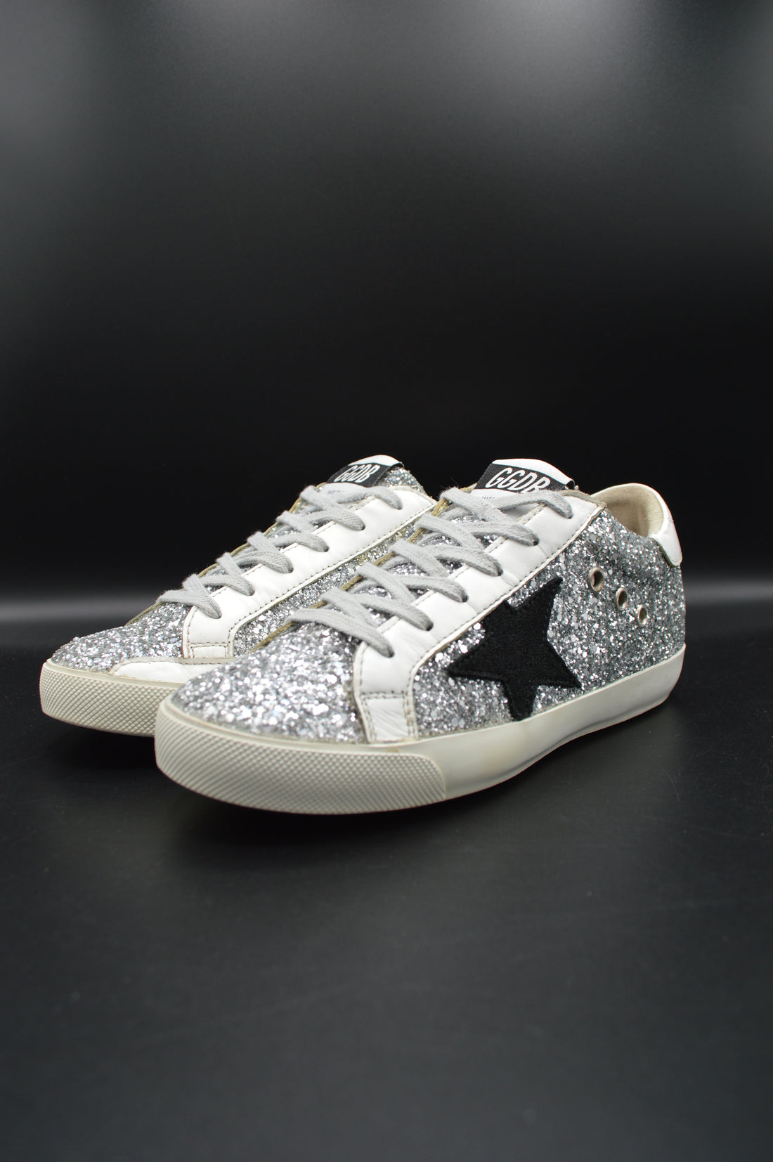 Golden Goose superstar paillette argent/blanc - T36