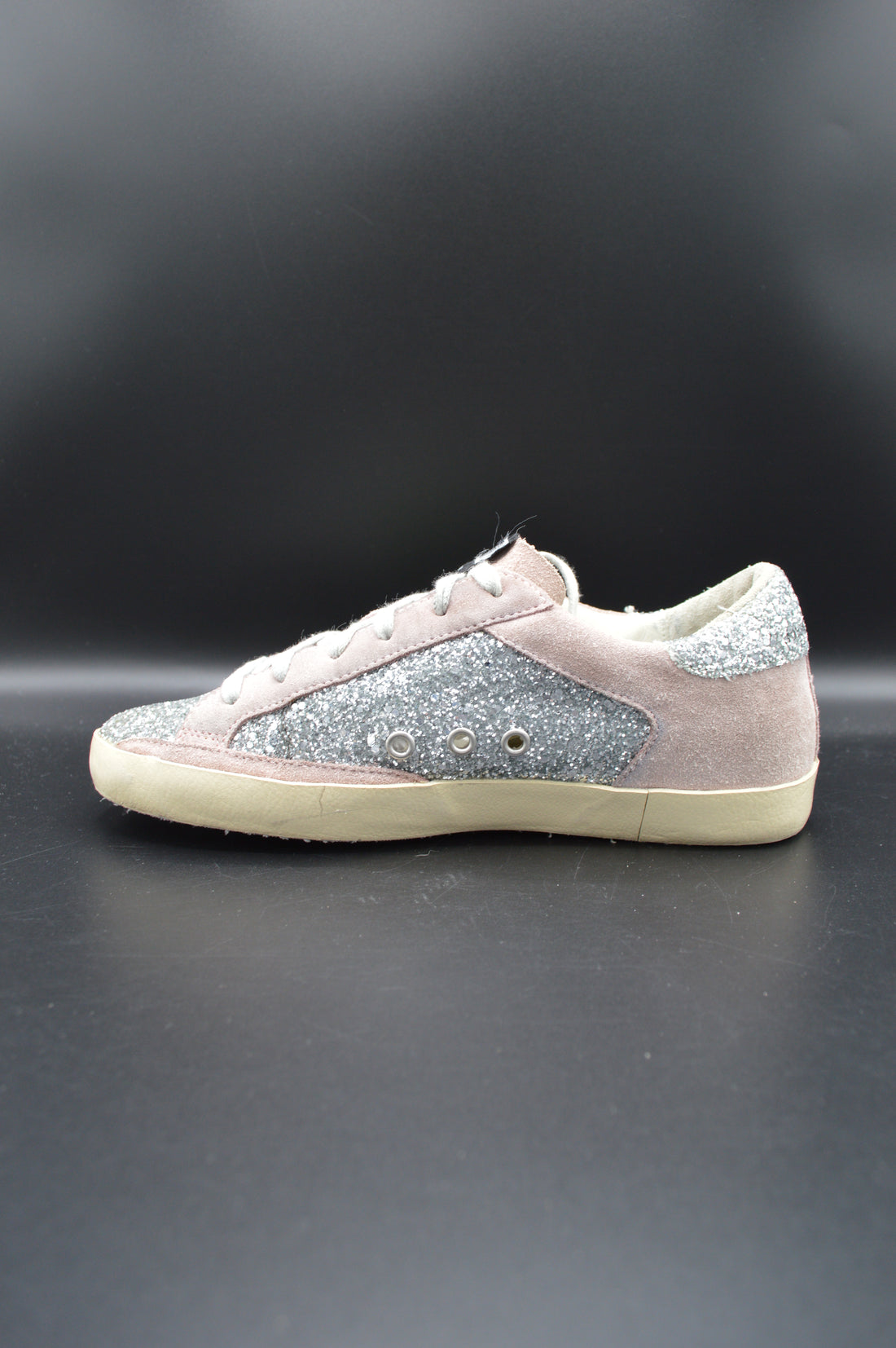 Golden Goose Superstar paillettes argent/vert/gris - T38