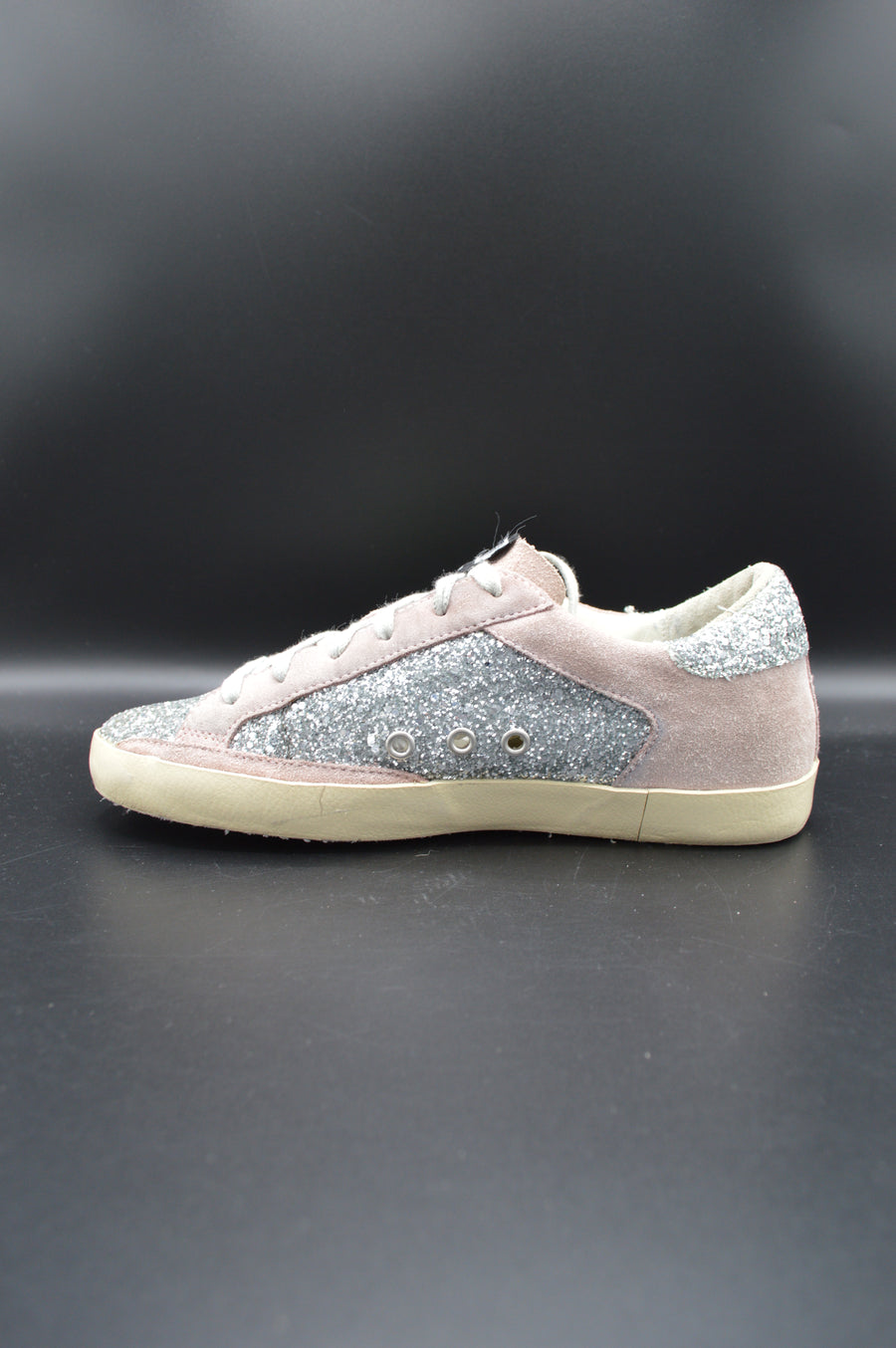 Golden Goose Superstar paillettes argent/vert/gris - T38