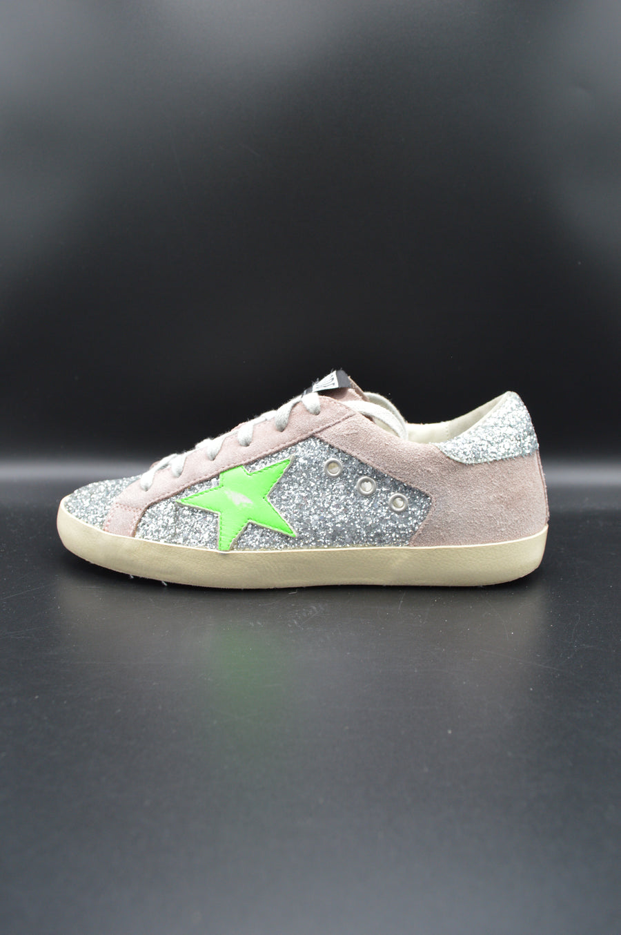 Golden Goose Superstar paillettes argent/vert/gris - T38