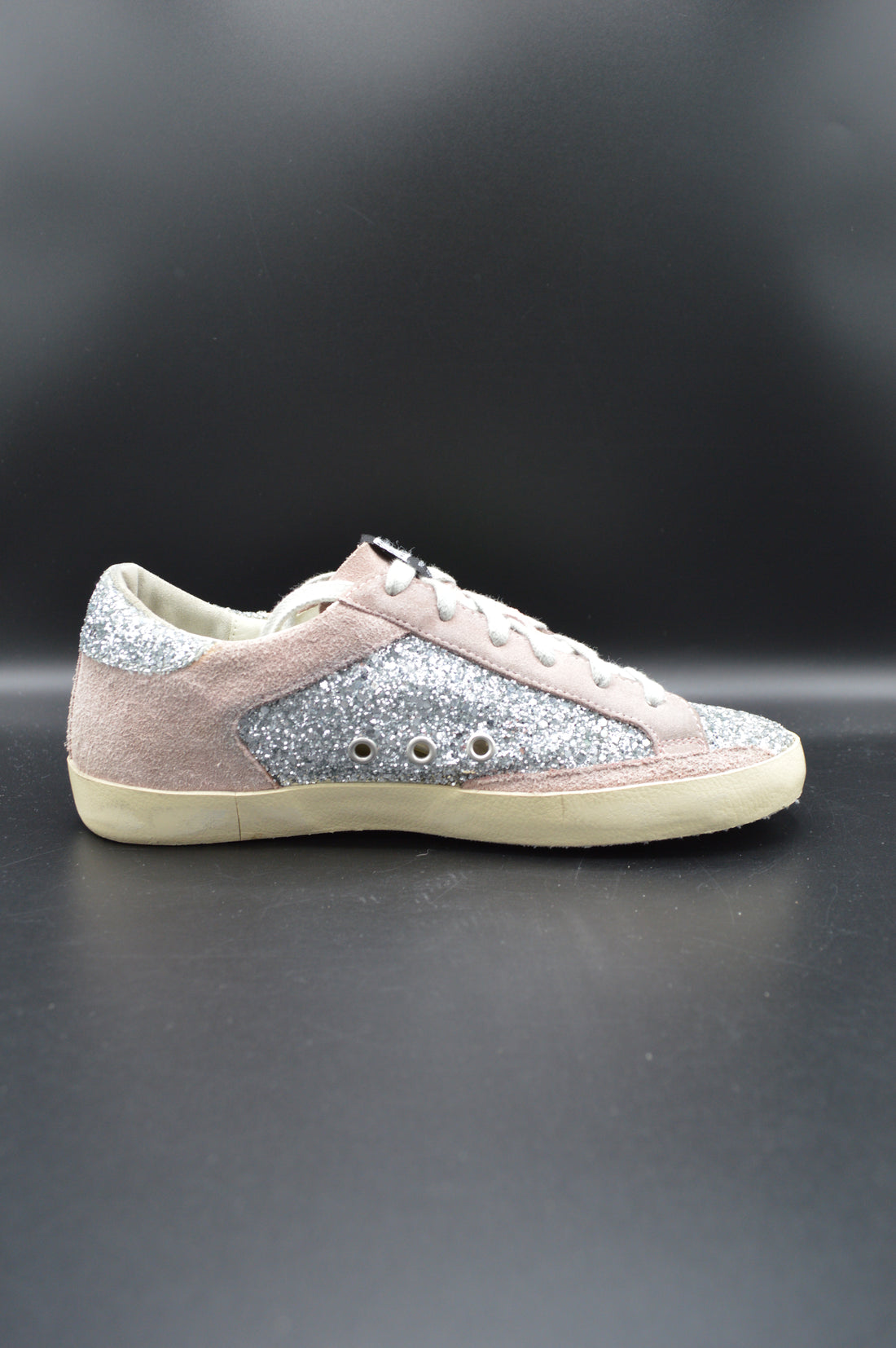 Golden Goose Superstar paillettes argent/vert/gris - T38