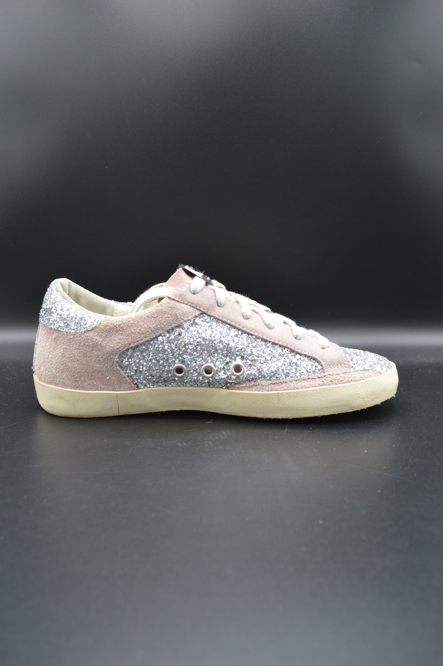Golden Goose Superstar paillettes argent/vert/gris - T38