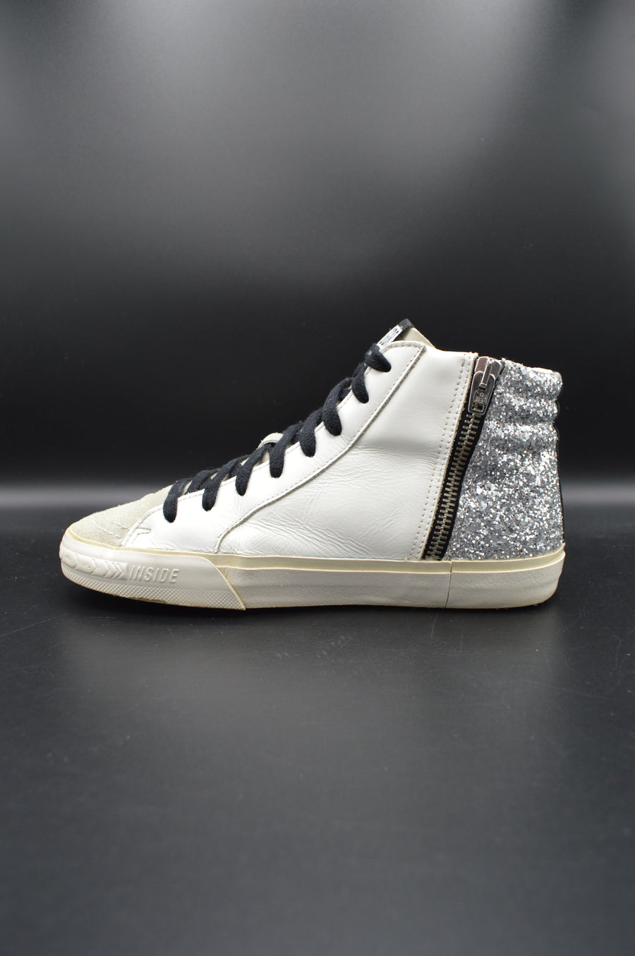 Golden Goose slide paillettes argentées/rose/blanc/bleu - T36