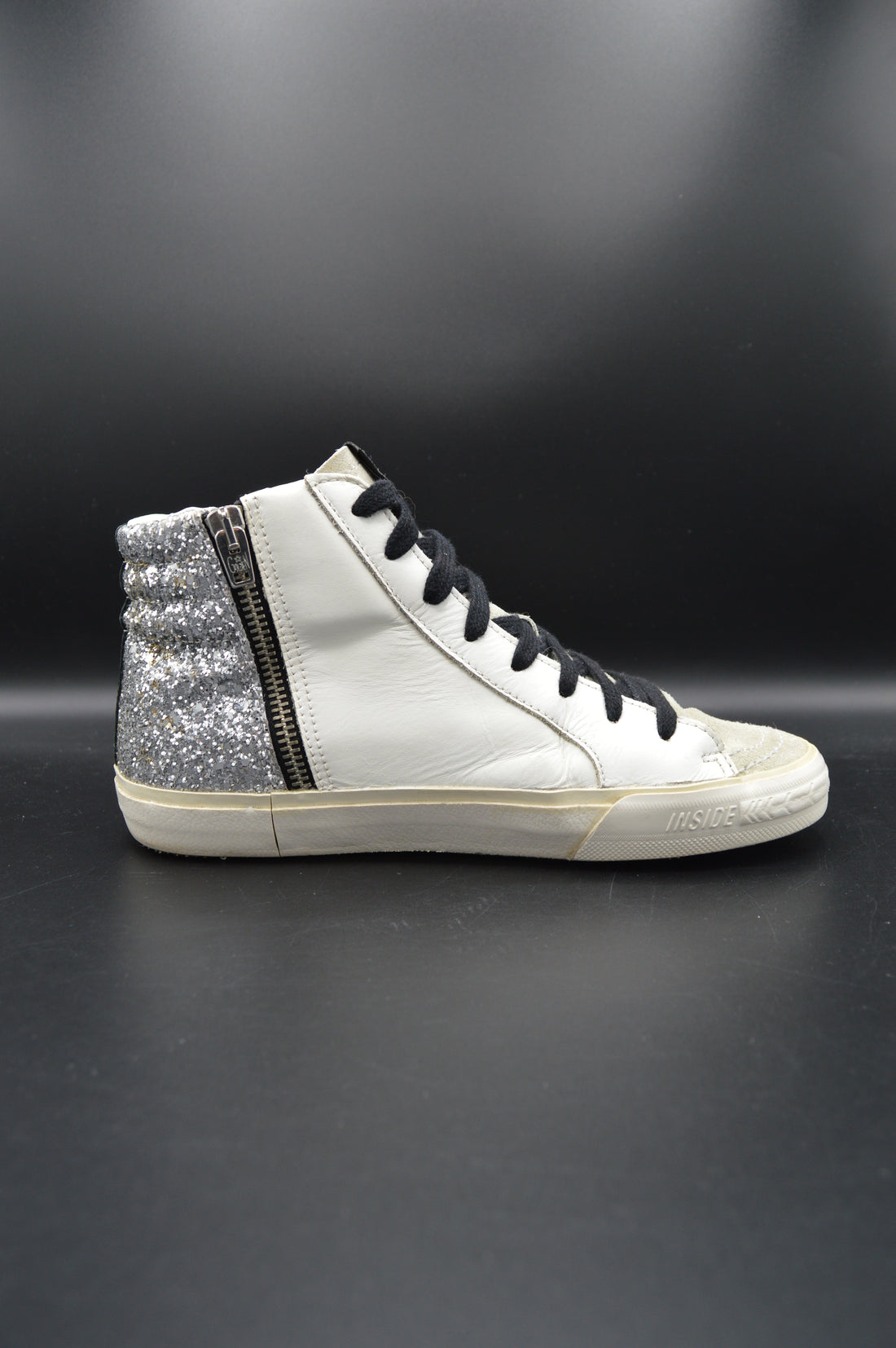 Golden Goose slide paillettes argentées/rose/blanc/bleu - T36