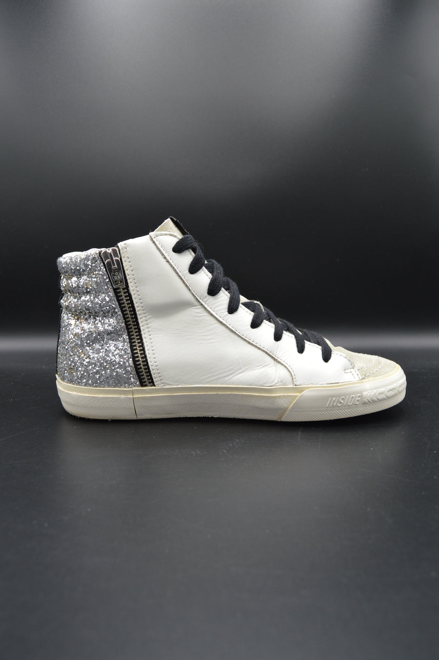 Golden Goose slide paillettes argentées/rose/blanc/bleu - T36