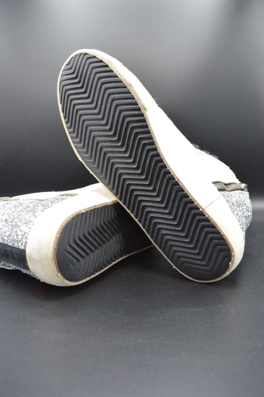 Golden Goose slide paillettes argentées/rose/blanc/bleu - T36