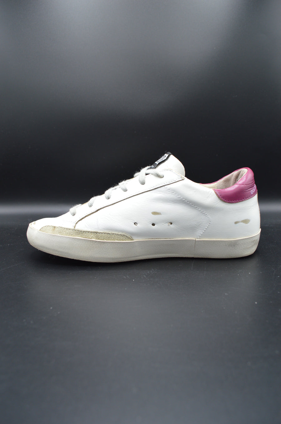 Golden Goose superstar blanc/paillettes noires/violet - T38