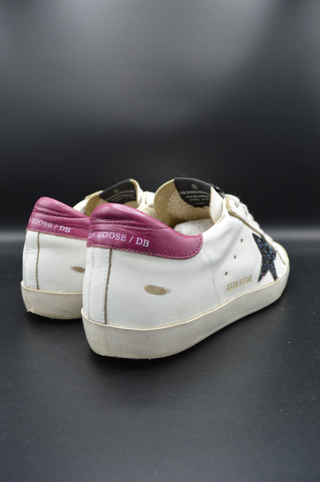 Golden Goose superstar blanc/paillettes noires/violet - T38