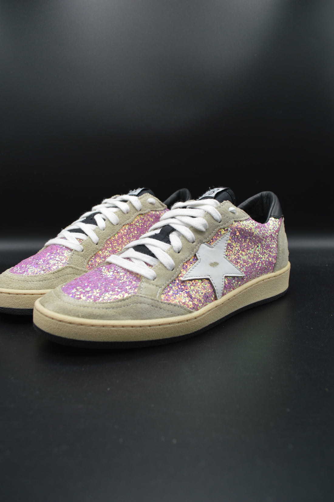 Golden Goose ballstar gris/paillettes rose/blanc - T36