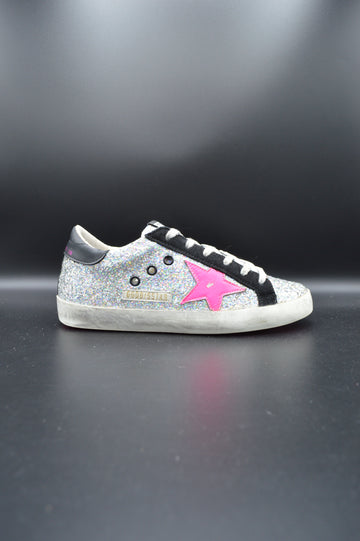 Golden Goose superstar paillettes argent/rose/noir - T36