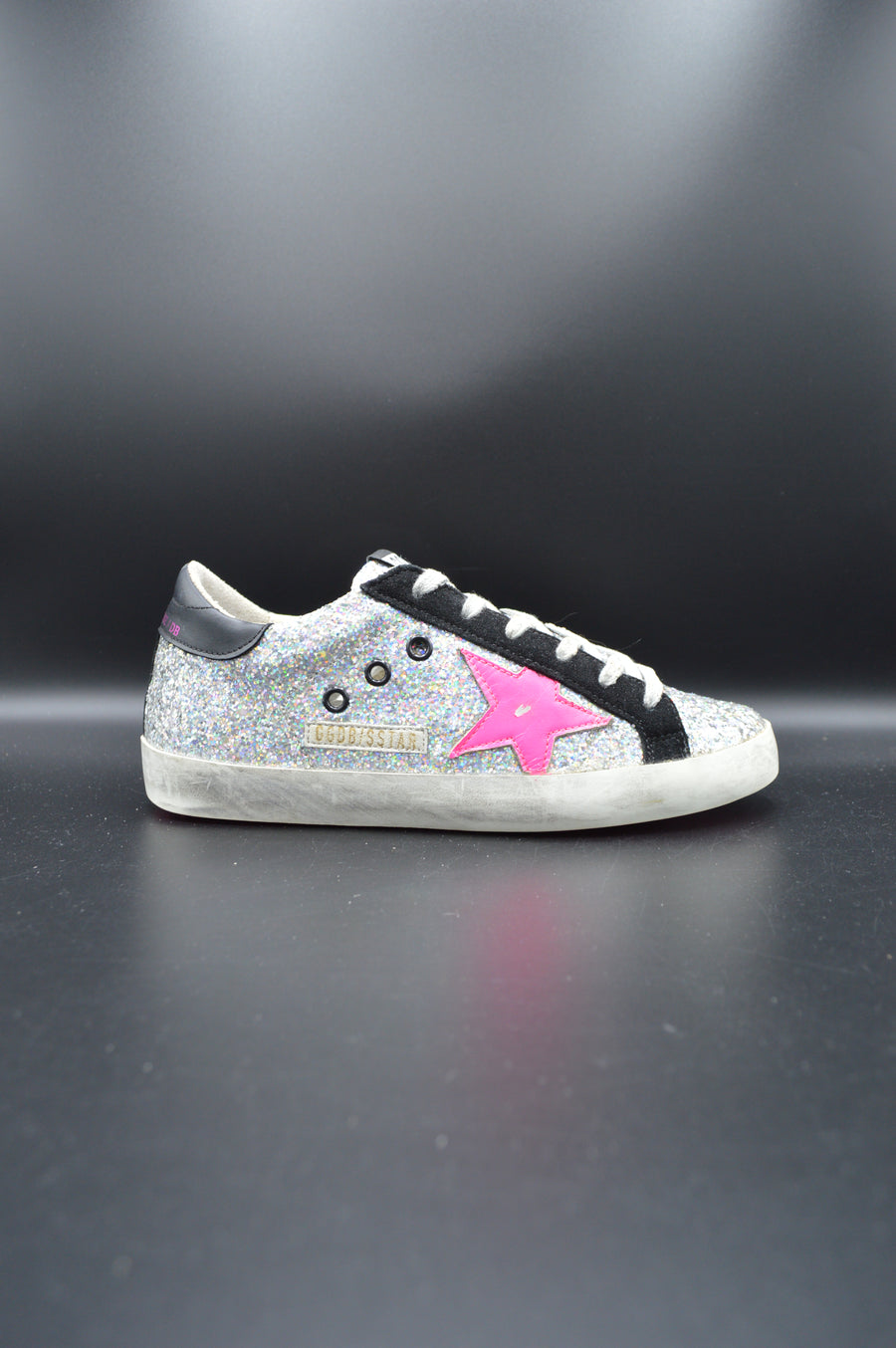 Golden Goose superstar paillettes argent/rose/noir - T36
