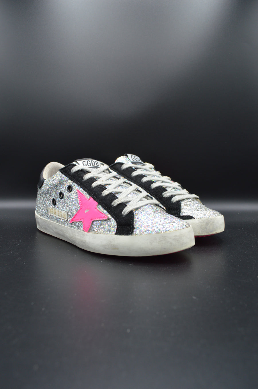 Golden Goose superstar paillettes argent/rose/noir - T36