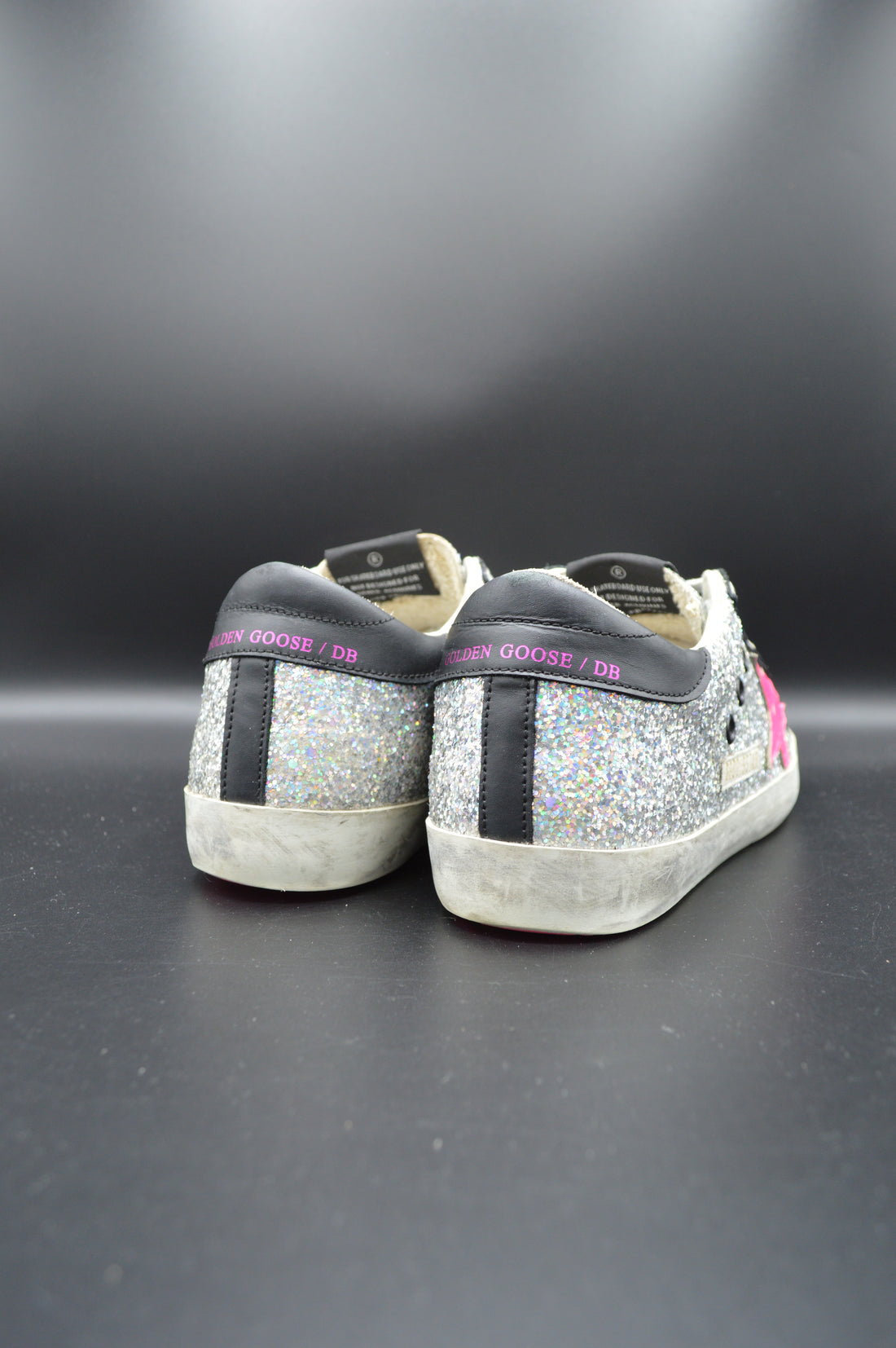 Golden Goose superstar paillettes argent/rose/noir - T36