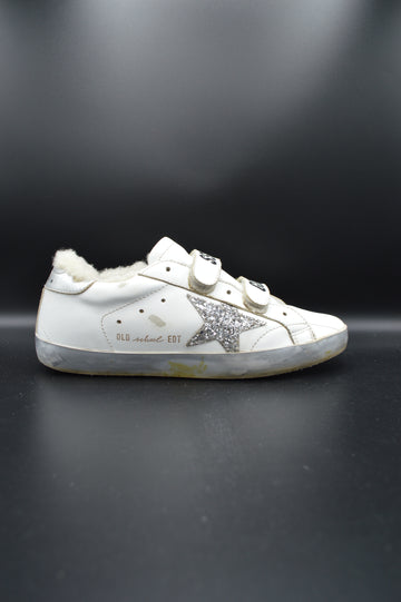 Golden Goose old school blanc/argent shearling - T39