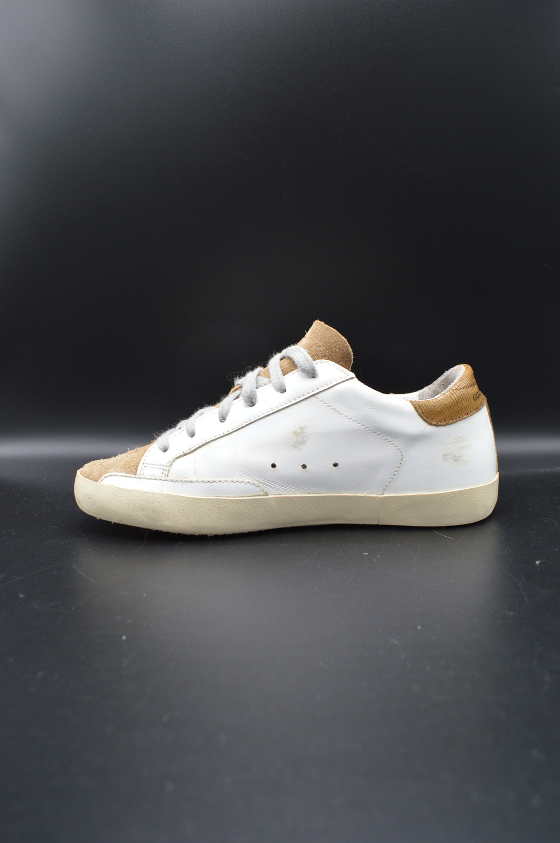 Golden Goose Superstar blanc/marron/paillette argent - T37
