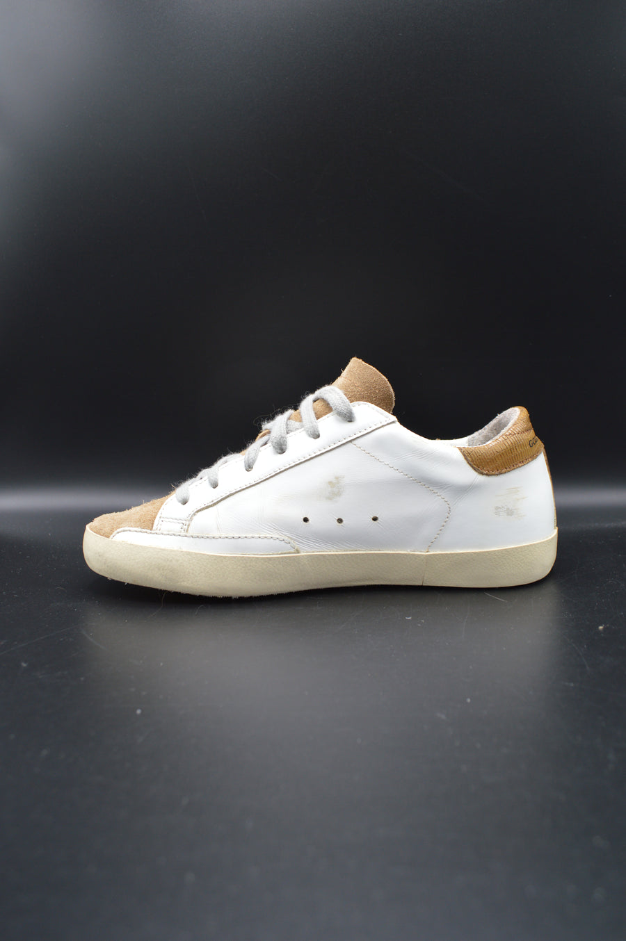 Golden Goose Superstar blanc/marron/paillette argent - T37