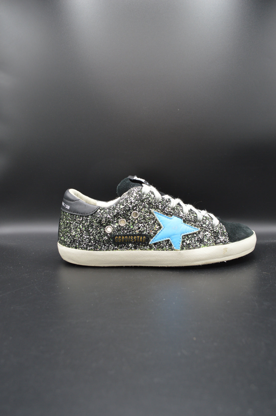 Golden Goose Superstar noir/bleu/paillette verte - T37