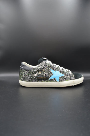 Golden Goose Superstar noir/bleu/paillette verte - T37