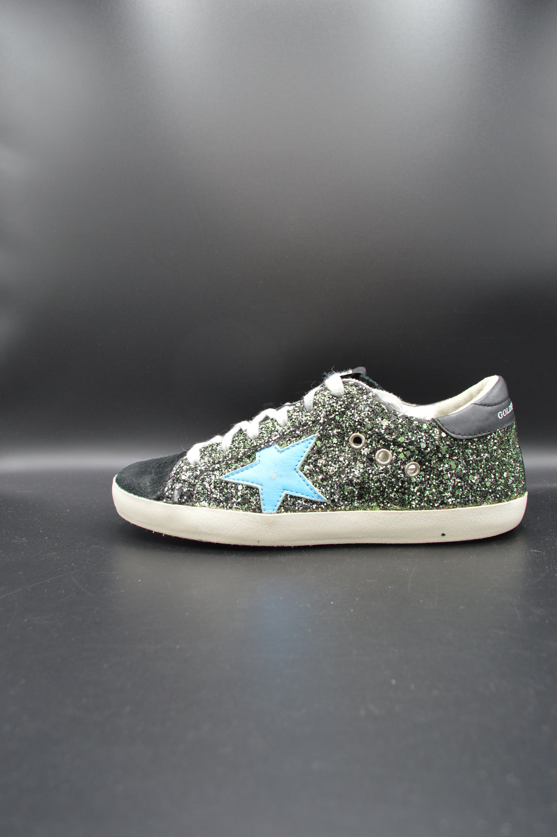 Golden Goose Superstar noir/bleu/paillette verte - T37