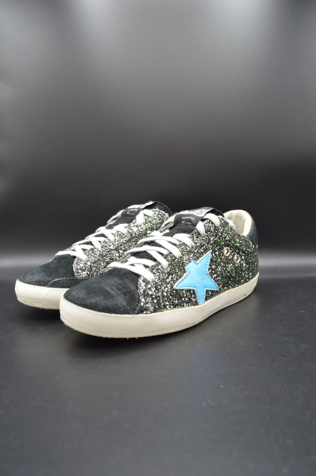 Golden Goose Superstar noir/bleu/paillette verte - T37