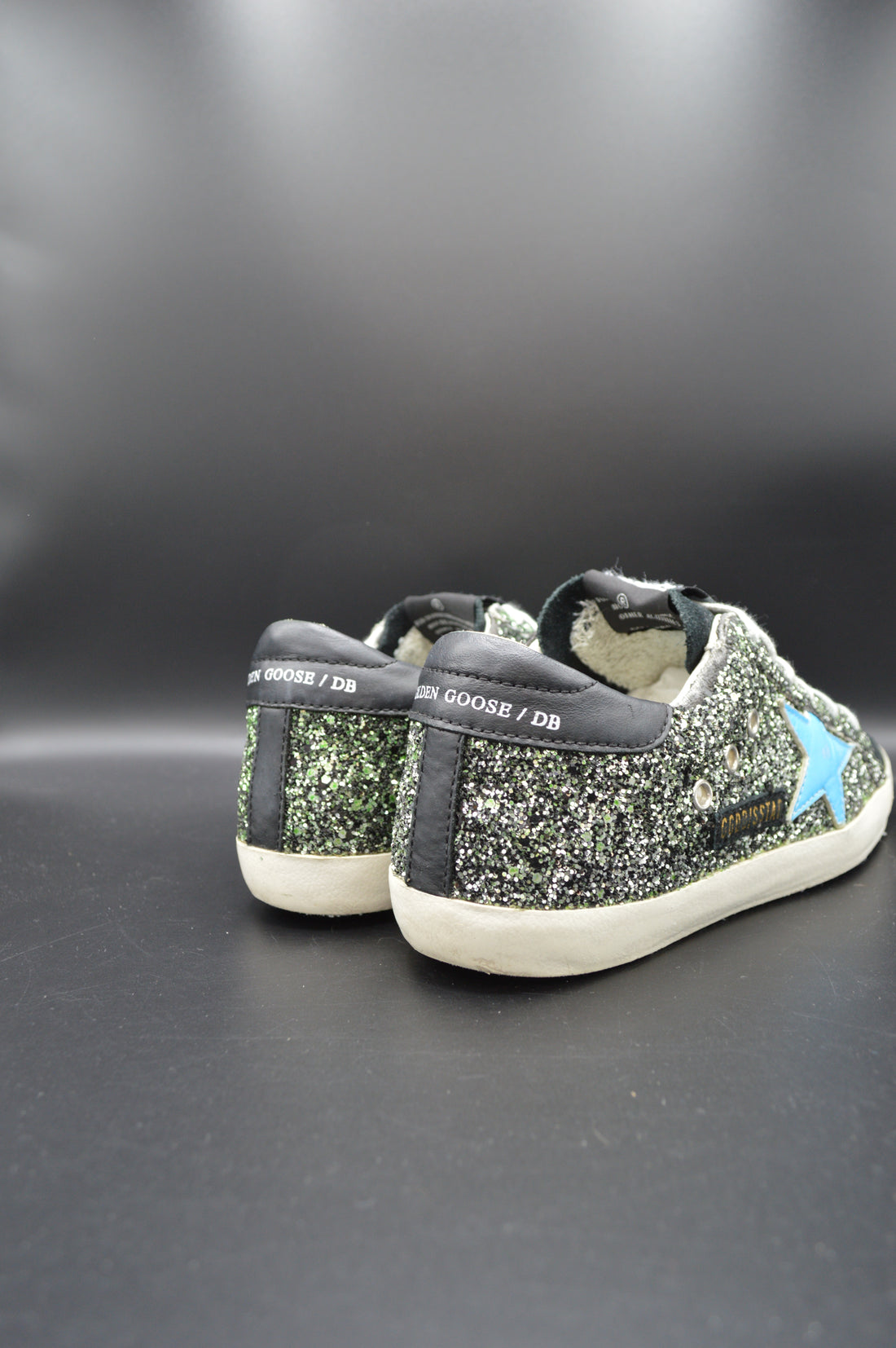 Golden Goose Superstar noir/bleu/paillette verte - T37