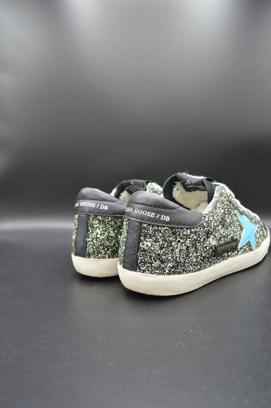 Golden Goose Superstar noir/bleu/paillette verte - T37