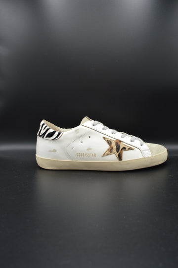 Golden Goose Superstar cuir blanc/léopard/zèbre - T39