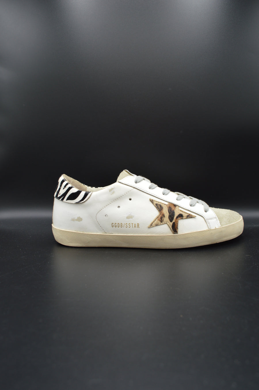 Golden Goose Superstar cuir blanc/léopard/zèbre - T39