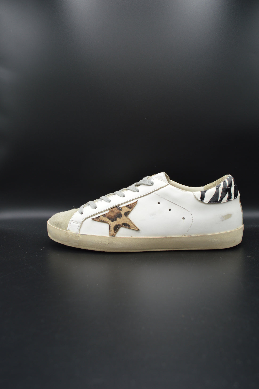 Golden Goose Superstar cuir blanc/léopard/zèbre - T39