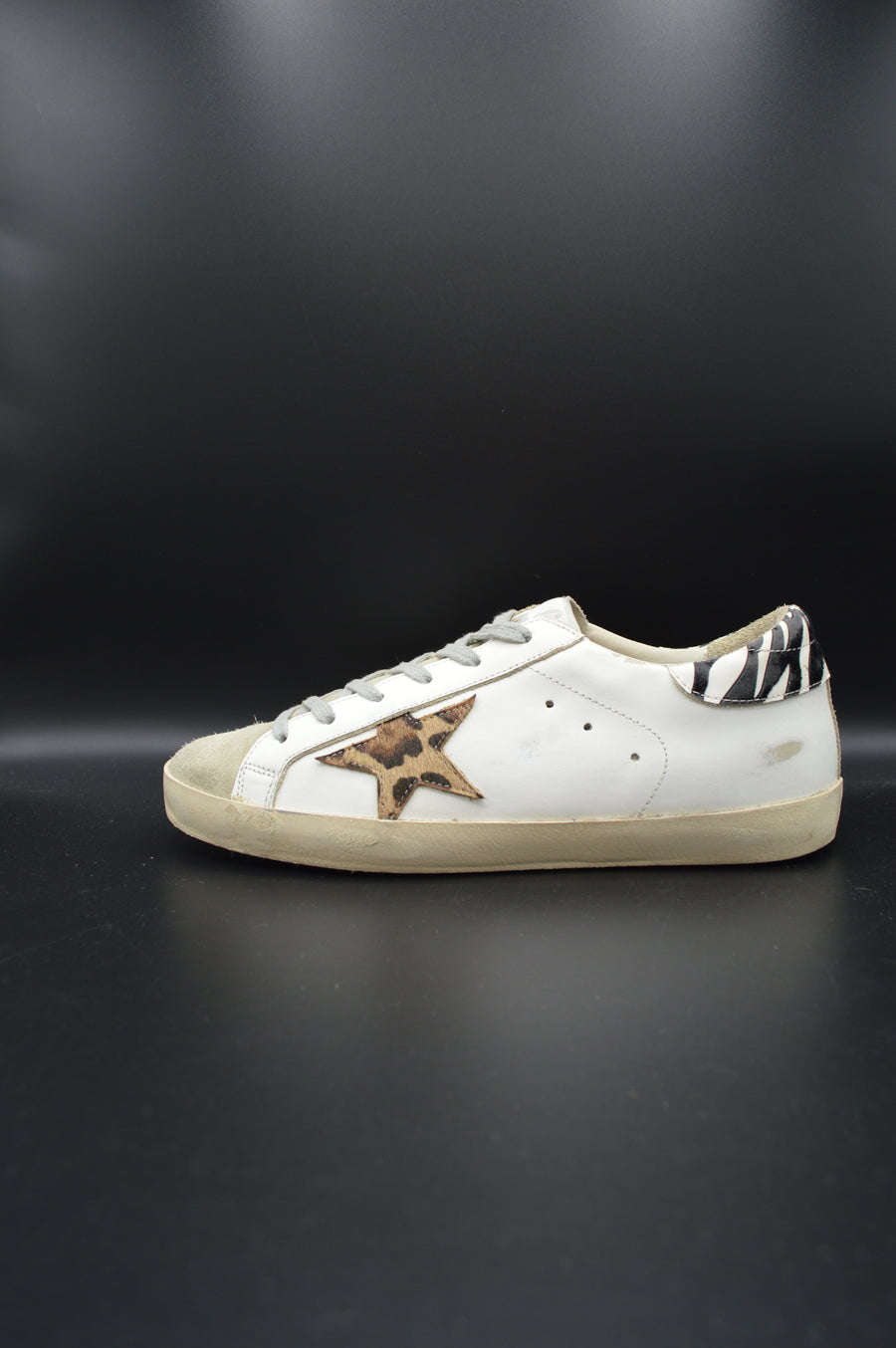 Golden Goose Superstar cuir blanc/léopard/zèbre - T39
