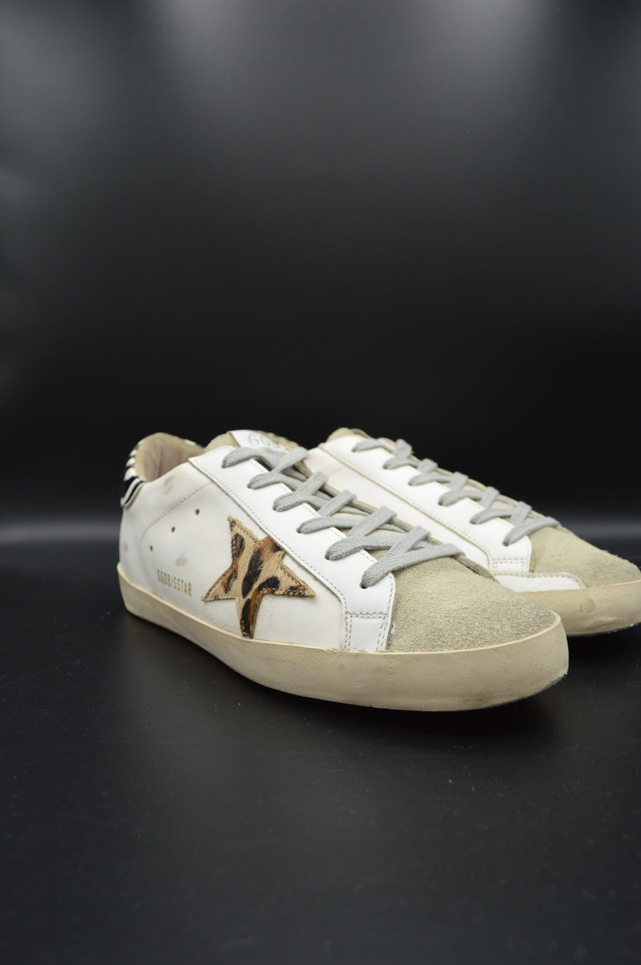 Golden Goose Superstar cuir blanc/léopard/zèbre - T39
