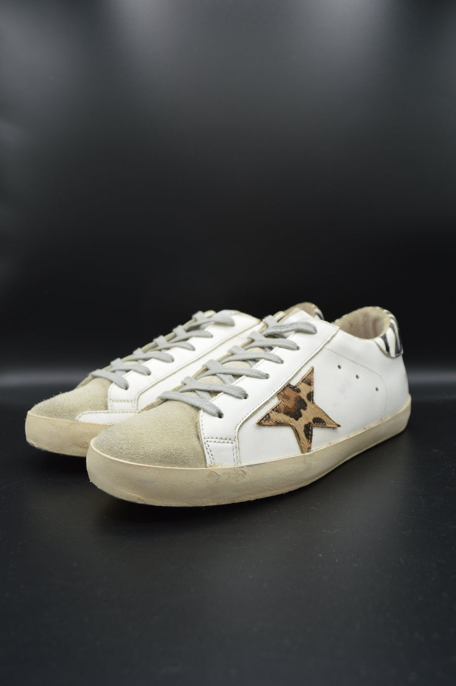 Golden Goose Superstar cuir blanc/léopard/zèbre - T39
