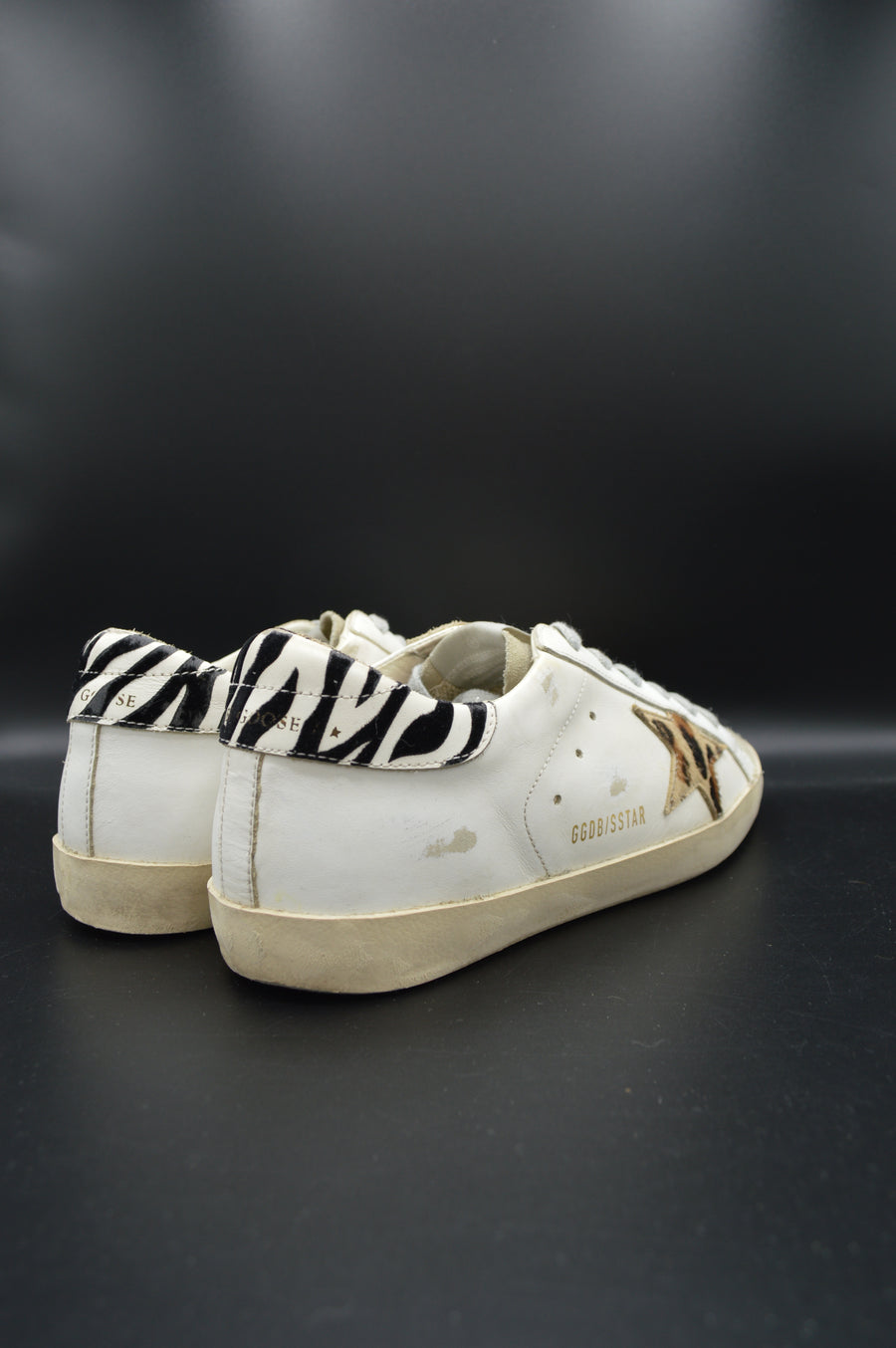 Golden Goose Superstar cuir blanc/léopard/zèbre - T39