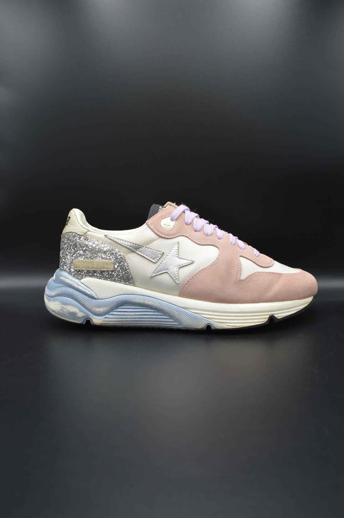 Golden Goose Running Sole rose/blanc/paillette argent - T39