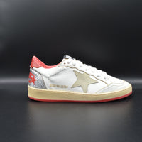 Golden Goose Ballstar blanc/rouge/paillette argent/gris - T37