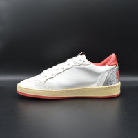Golden Goose Ballstar blanc/rouge/paillette argent/gris - T37