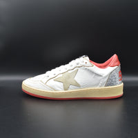 Golden Goose Ballstar blanc/rouge/paillette argent/gris - T37