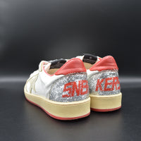 Golden Goose Ballstar blanc/rouge/paillette argent/gris - T37